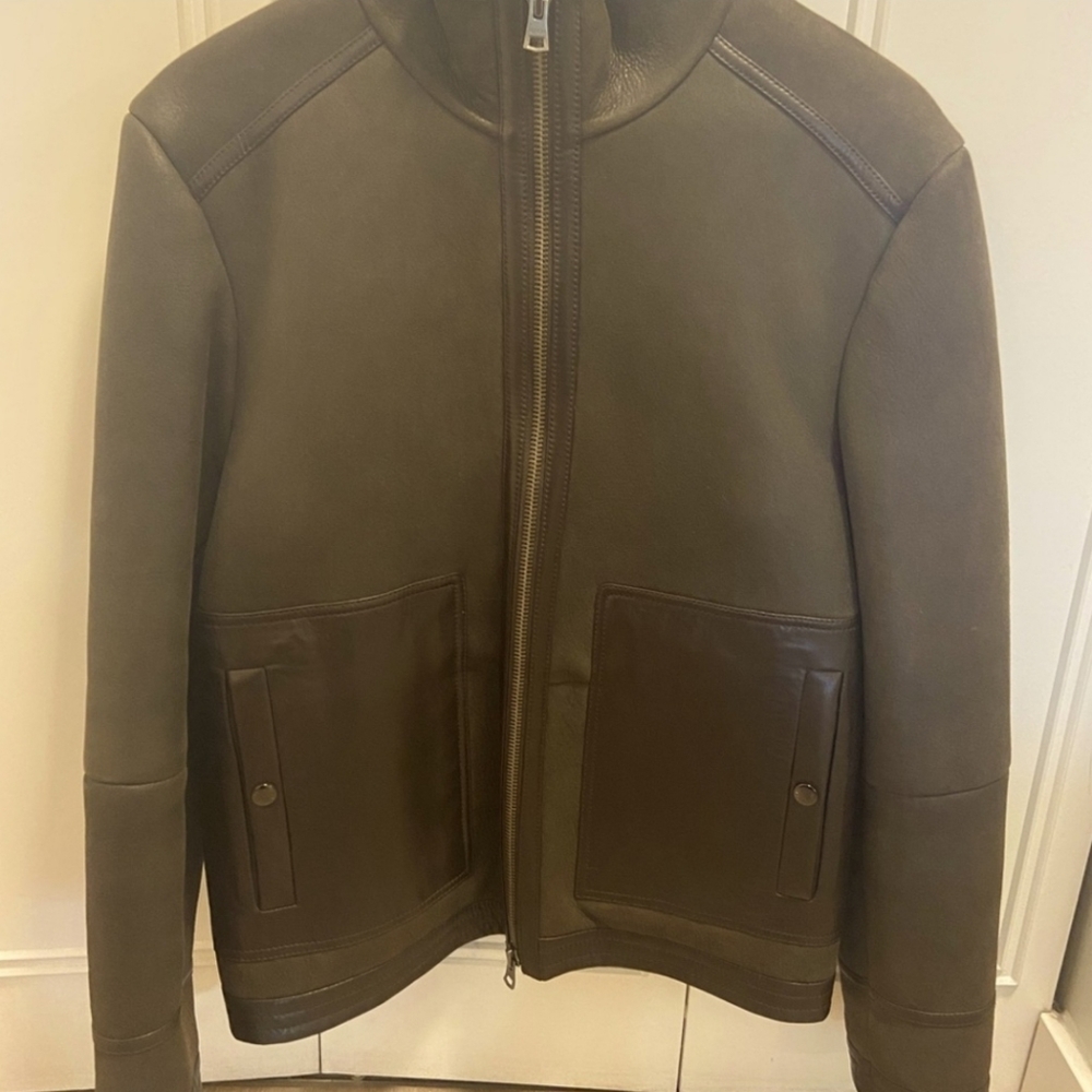 Tommy Hilfiger Collection 100% Shearling Leather Jacket - Picture 3 of 8